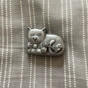 Cat earrings, necklace, pin brooch and case